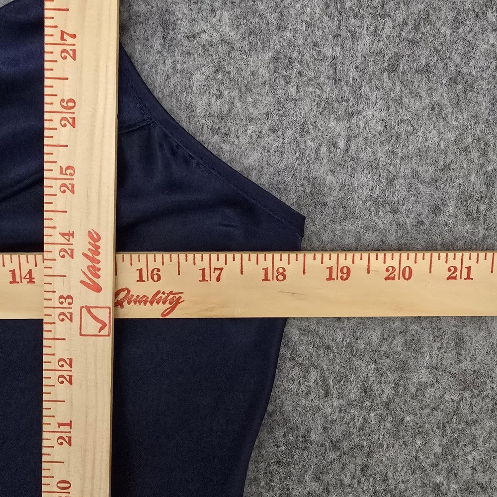 Vtg California Dynasty Nightgown Womens M Navy Satin Rose Chemise Slip Dress - Picture 8 of 13
